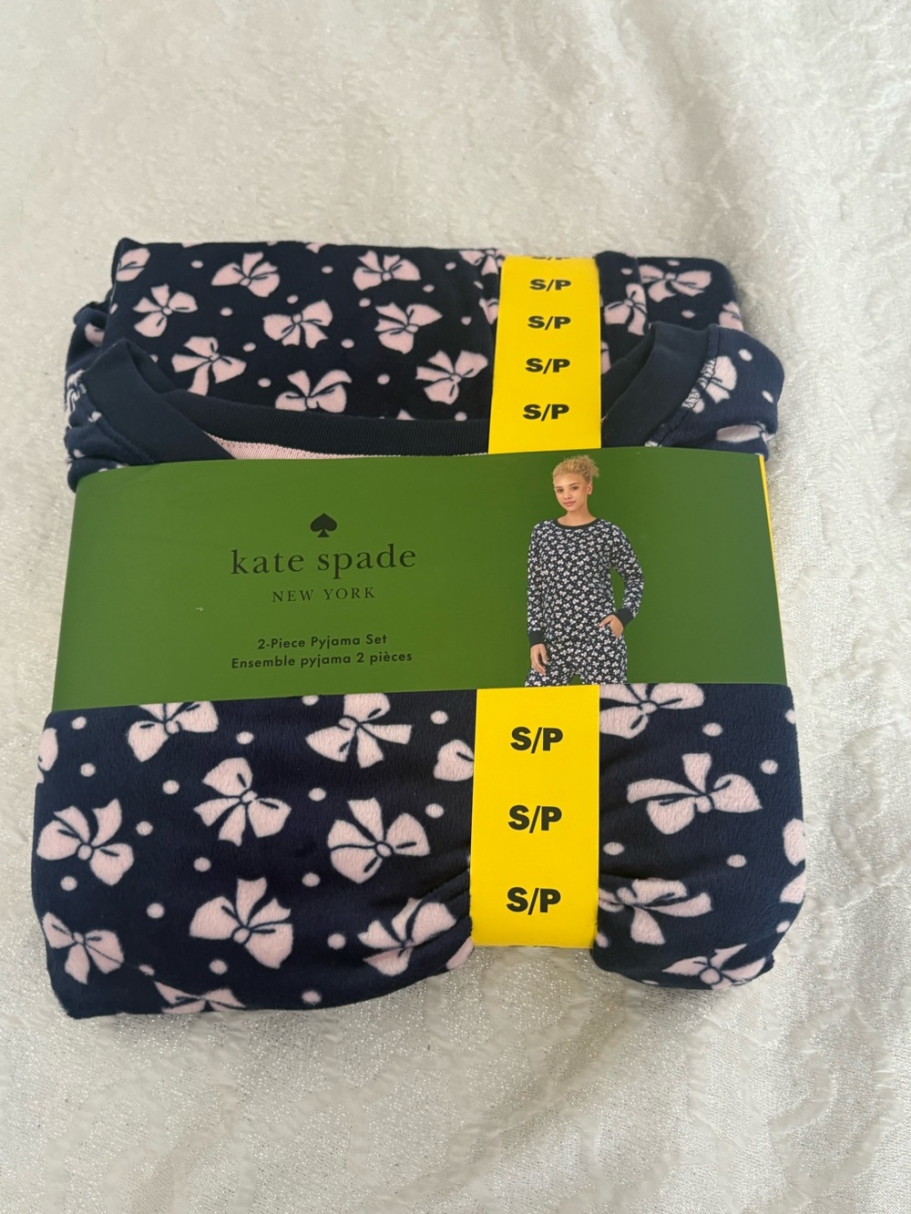 kate spade Navy with Light Pink Bow-Print Pajama Set
